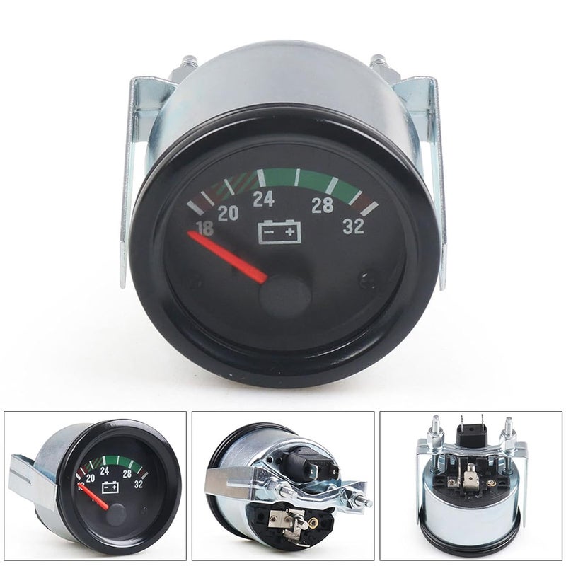 Dyno Racing 2" 52mm Electronic Car Voltmeter Pointer Volt Gauge Voltage Meter Yellow Light Car Meter Read 18-32V - Image 3